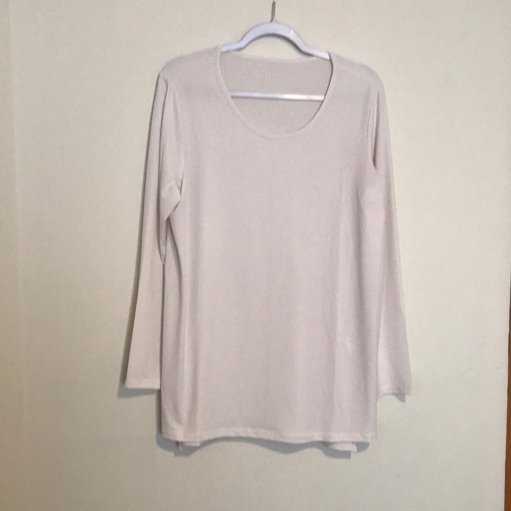 Susan Graver Essential Liquid Knit Ivory Scoop Tunic